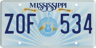 MS license plate ZOF534