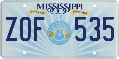 MS license plate ZOF535