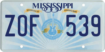 MS license plate ZOF539