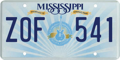 MS license plate ZOF541