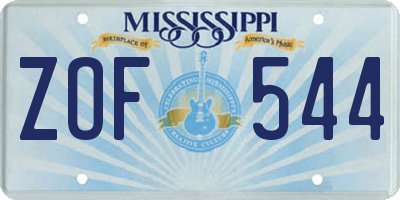 MS license plate ZOF544