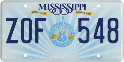 MS license plate ZOF548