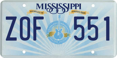 MS license plate ZOF551
