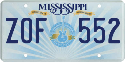 MS license plate ZOF552