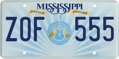 MS license plate ZOF555