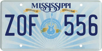 MS license plate ZOF556