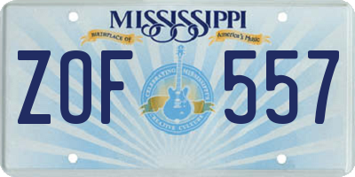 MS license plate ZOF557