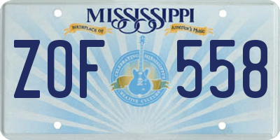 MS license plate ZOF558