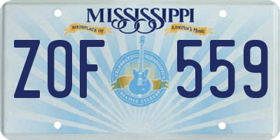 MS license plate ZOF559