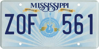 MS license plate ZOF561