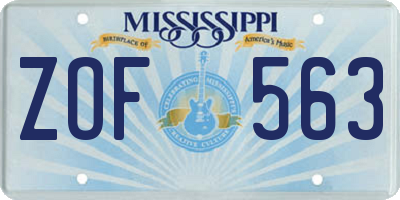 MS license plate ZOF563