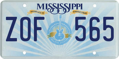 MS license plate ZOF565