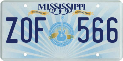 MS license plate ZOF566