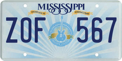 MS license plate ZOF567