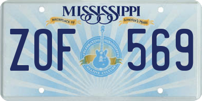 MS license plate ZOF569