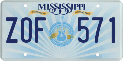 MS license plate ZOF571