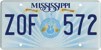 MS license plate ZOF572