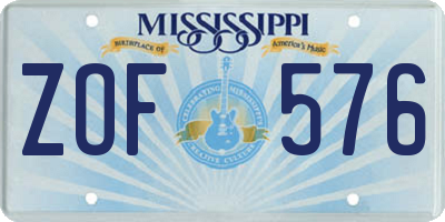 MS license plate ZOF576