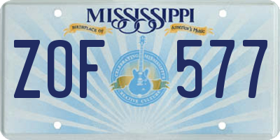 MS license plate ZOF577