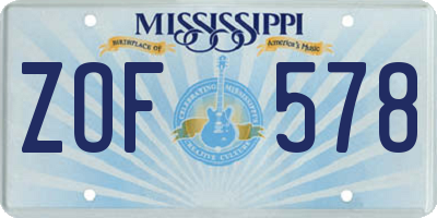 MS license plate ZOF578