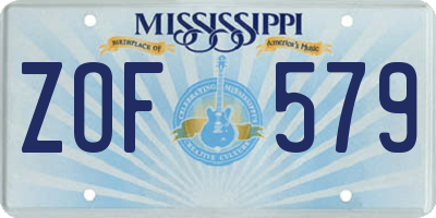 MS license plate ZOF579