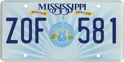MS license plate ZOF581