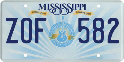 MS license plate ZOF582