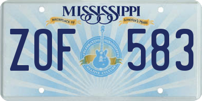 MS license plate ZOF583