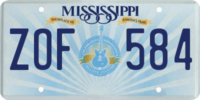 MS license plate ZOF584