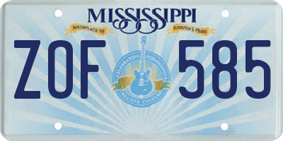 MS license plate ZOF585