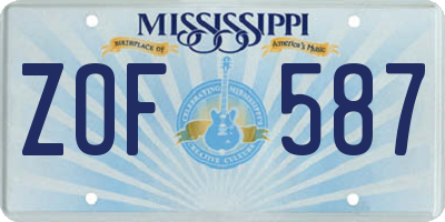 MS license plate ZOF587
