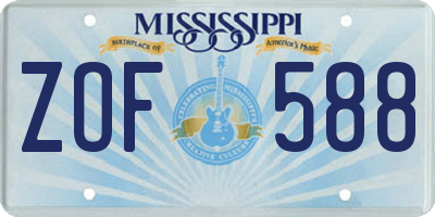 MS license plate ZOF588