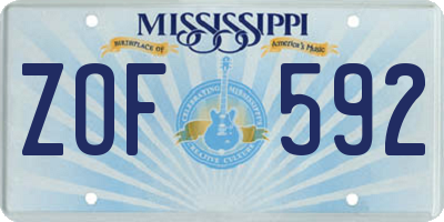 MS license plate ZOF592