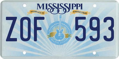 MS license plate ZOF593