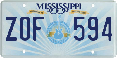 MS license plate ZOF594