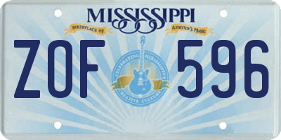MS license plate ZOF596