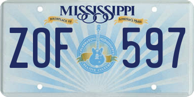 MS license plate ZOF597