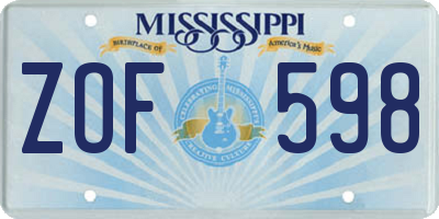 MS license plate ZOF598