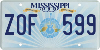 MS license plate ZOF599