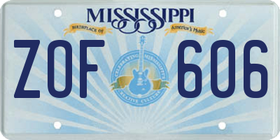 MS license plate ZOF606