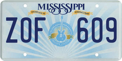 MS license plate ZOF609