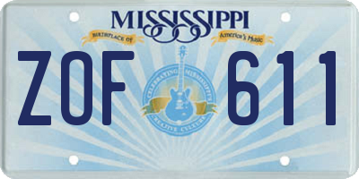 MS license plate ZOF611