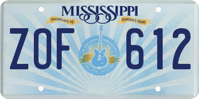 MS license plate ZOF612