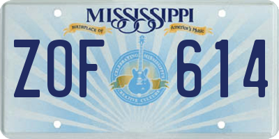 MS license plate ZOF614