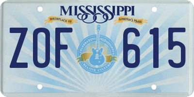 MS license plate ZOF615