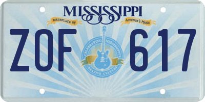 MS license plate ZOF617