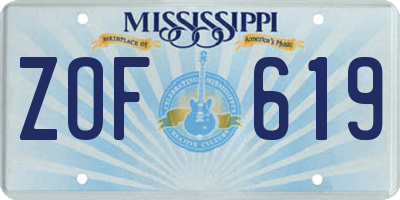 MS license plate ZOF619