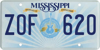 MS license plate ZOF620