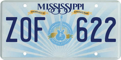 MS license plate ZOF622