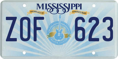MS license plate ZOF623